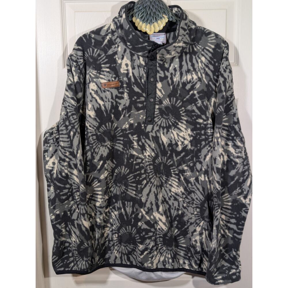 Obermeyer Fleece Sweatshirt Men XL Black White AOP 1/2 Zip Pullover Baselayer